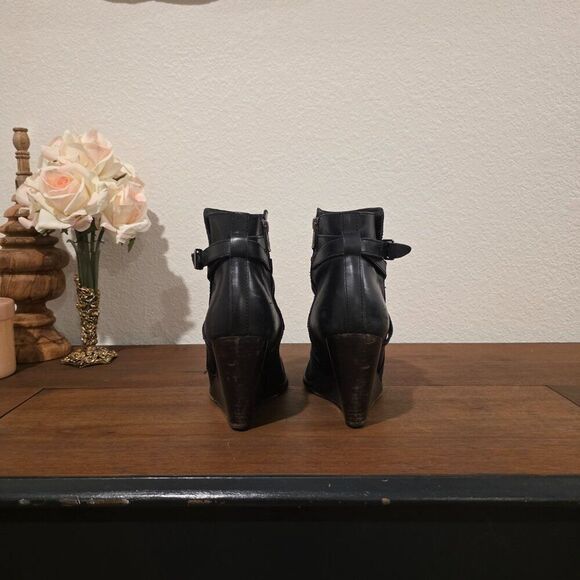 Frye Cece Wedge Leather Strappy Ankle Boot Sz 9.5 - Picture 4 of 6